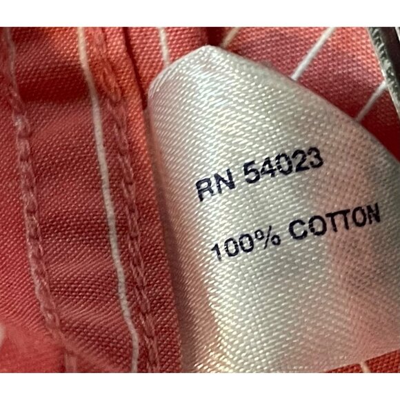 GAP Mens Size Large Fitted Red w/White Pinstripes Long Sleeve Button Up Shirt - Picture 7 of 7